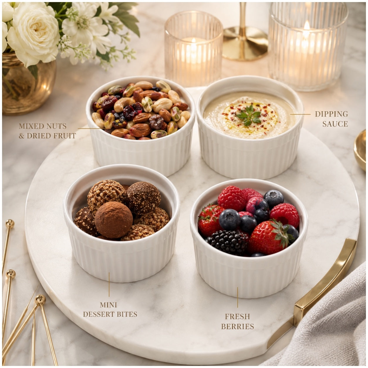 24-Piece White Porcelain Dessert Bowl Set – 9cm x 5cm - Perfect for baking