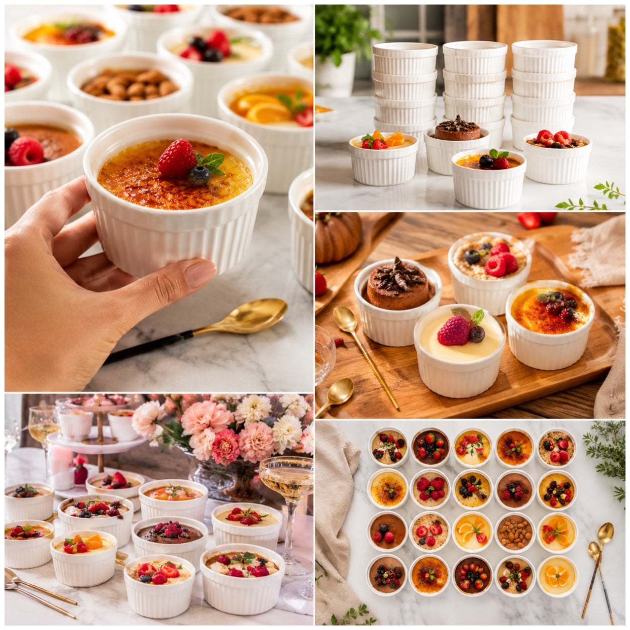 24-Piece White Porcelain Dessert Bowl Set – 9cm x 5cm - Perfect for baking