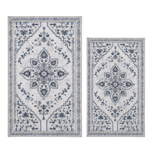 Elegant 2 Piece Modern Accent Rug Set–,Anti Slip-Stain/Fade Resistant Mats