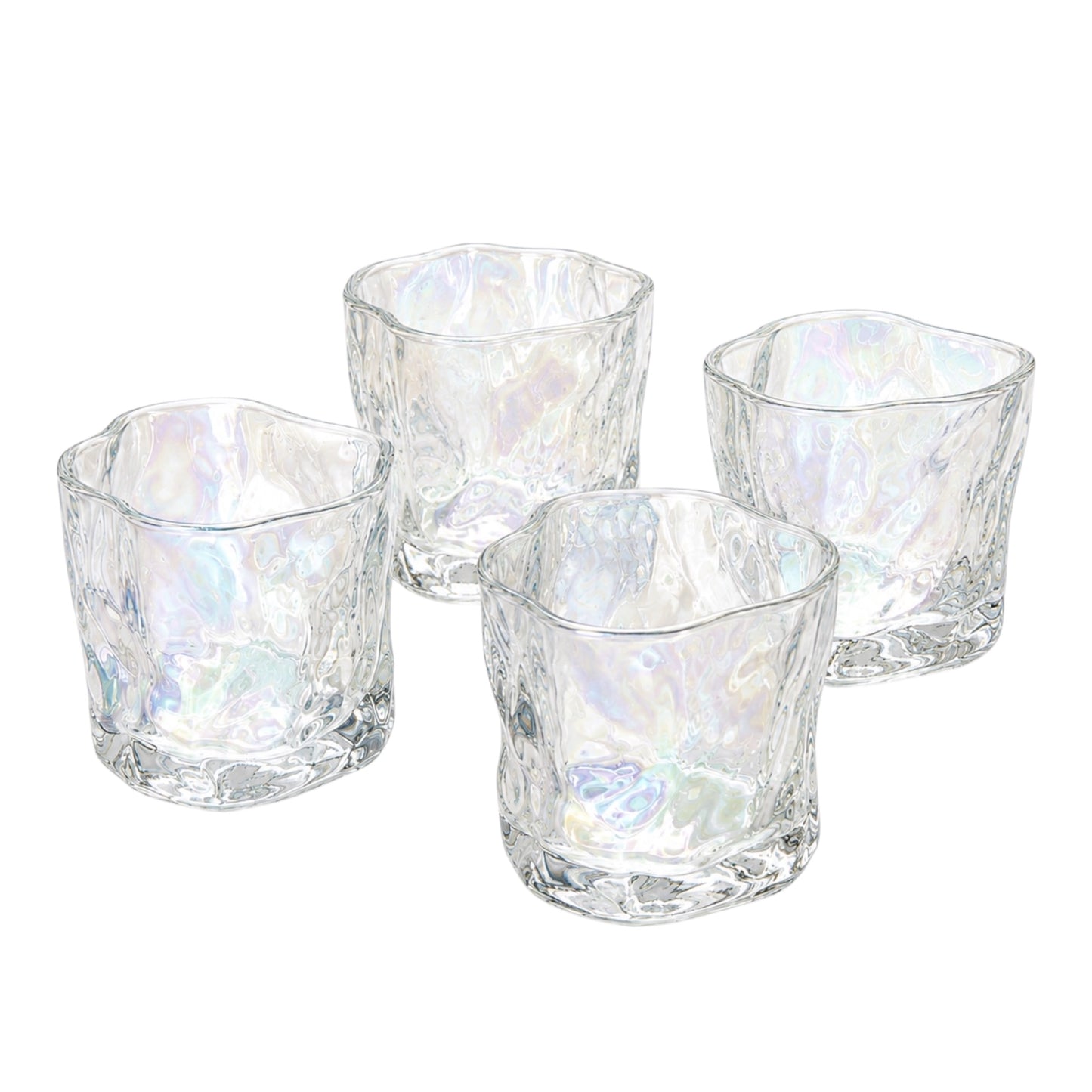 Luxury 4-Piece Twisted Shining Pearl Crystal-Look Glass Set – 280ml