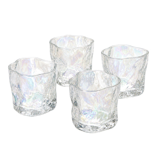 Luxury 4-Piece Twisted Shining Pearl Crystal-Look Glass Set – 280ml
