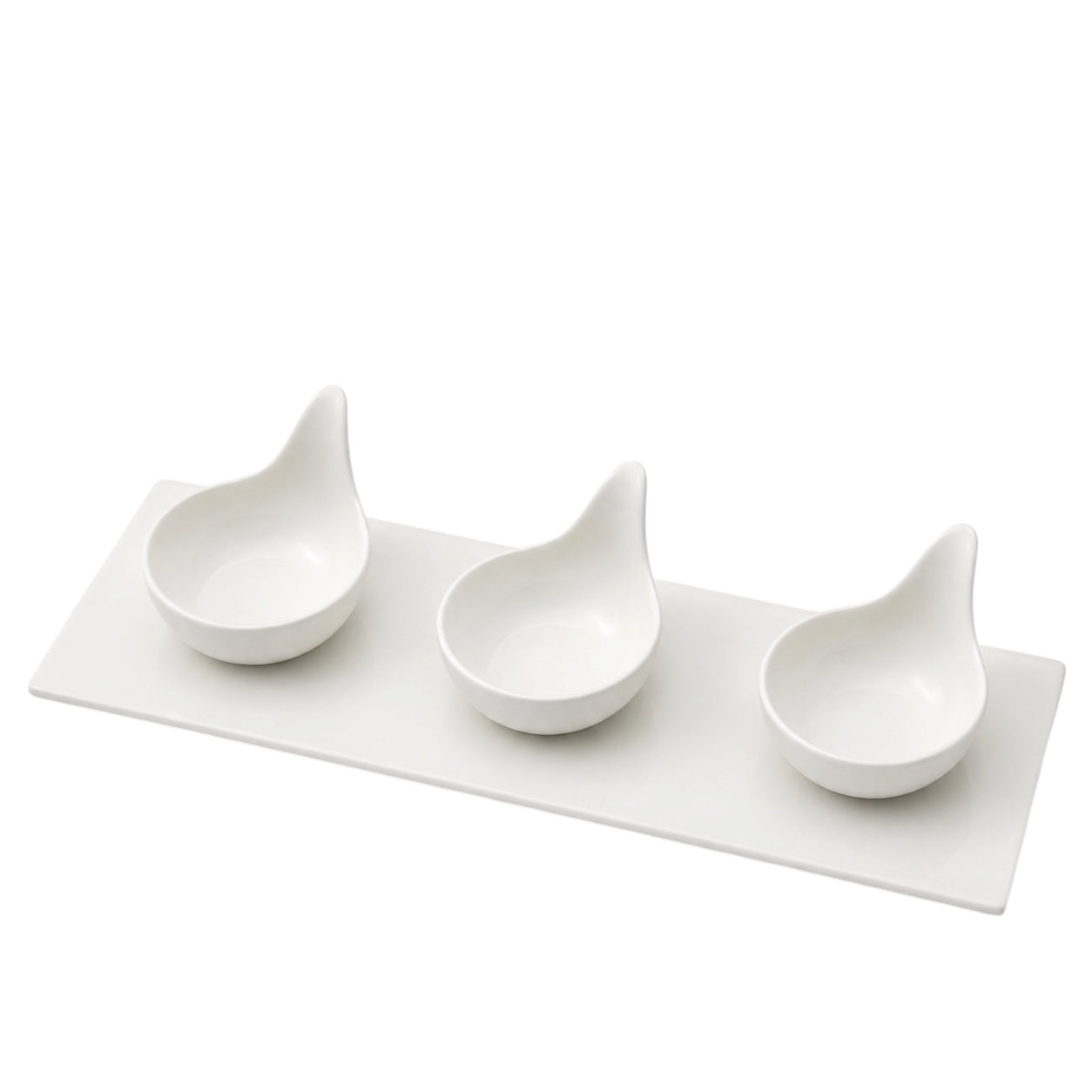 Luxury 3-Piece High Quality Fine Porcelain Serving Bowl and Tray Set- White