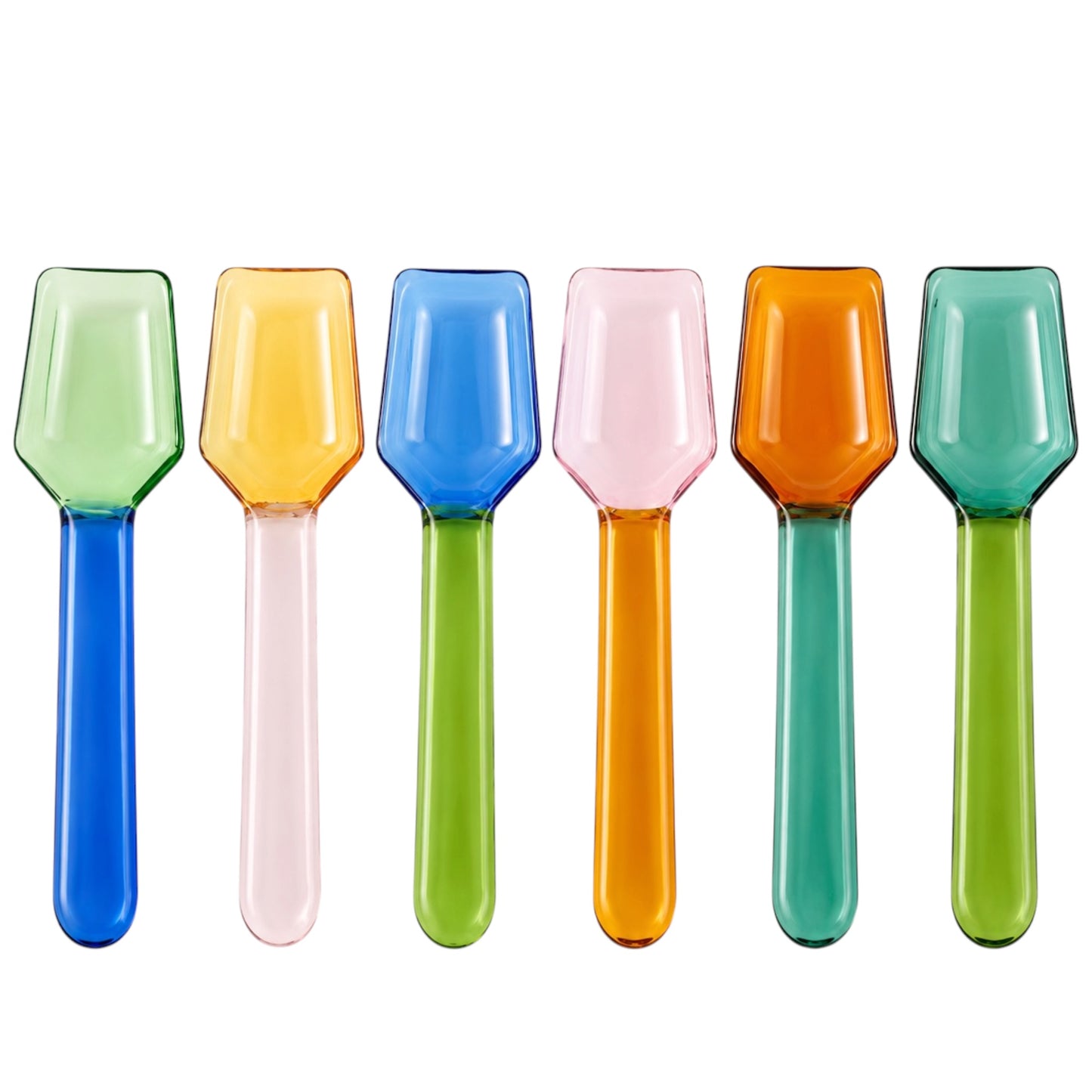 High Quality BPA Free-Color Blocking Borosilicate Glass Spoon-Set of 6- 9cm