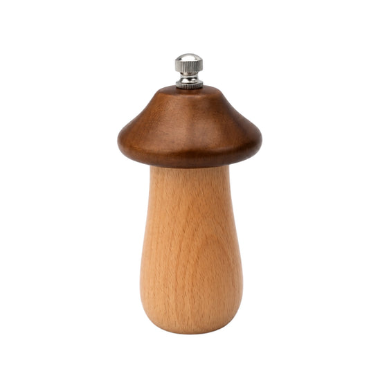 Natural Beech Wood Mushroom Pepper Mill with Adjustable Grind Control-12 cm