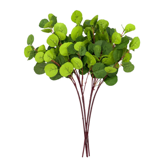 4-Piece Artificial Dollar Tree Eucalyptus Stem Set – 75 cm - Green