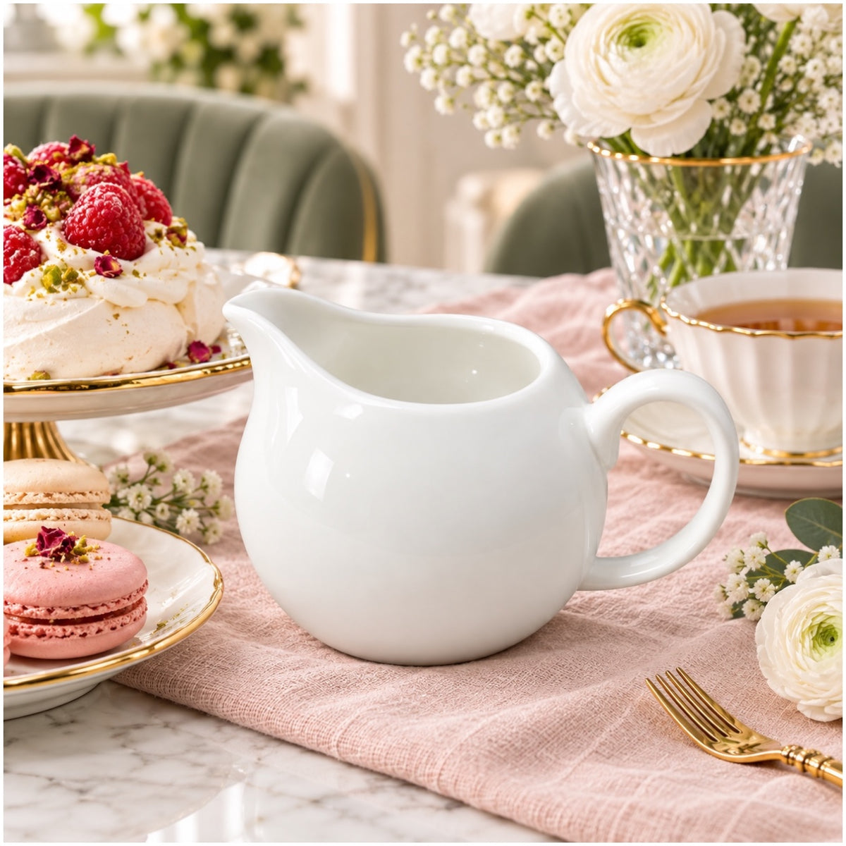 Elegant White Ceramic Milk Jug for Coffee, Tea and Cream – 13 cm