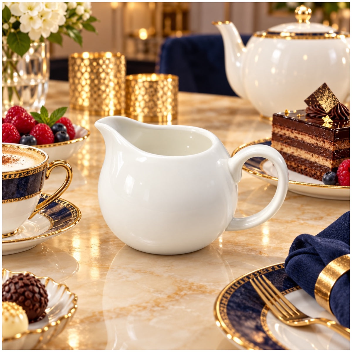 Elegant White Ceramic Milk Jug for Coffee, Tea and Cream – 13 cm