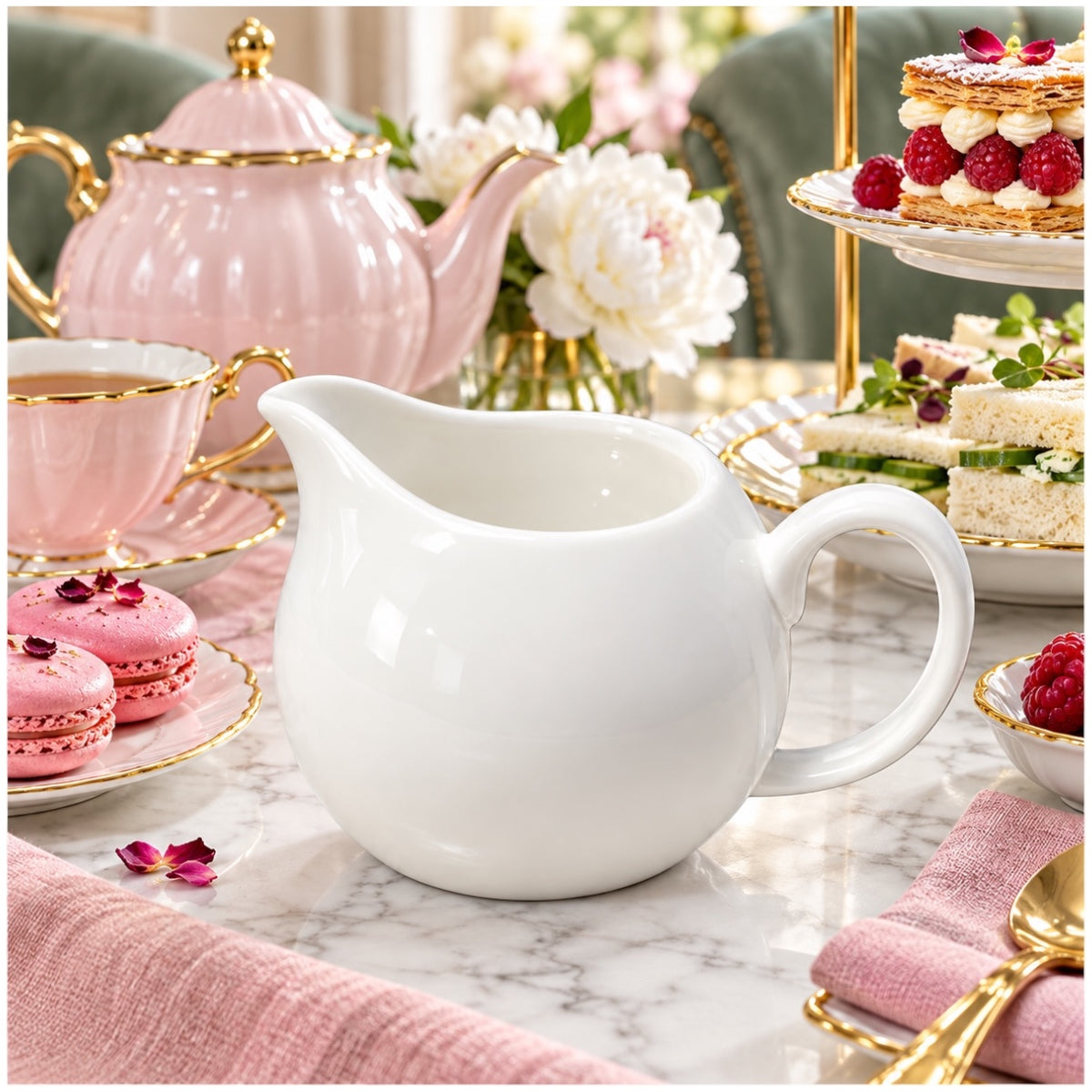 Elegant White Ceramic Milk Jug for Coffee, Tea and Cream – 13 cm
