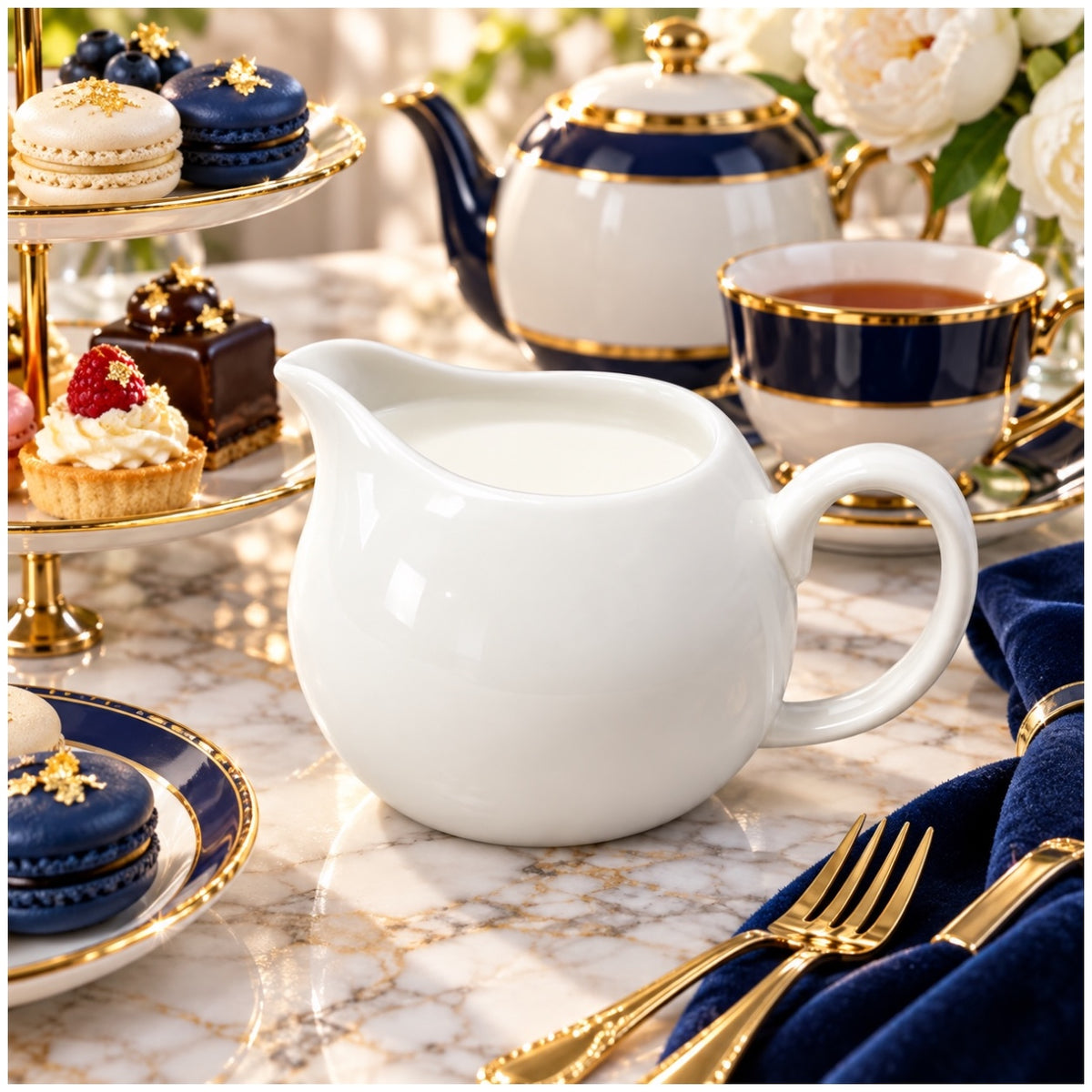 Elegant White Ceramic Milk Jug for Coffee, Tea and Cream – 13 cm