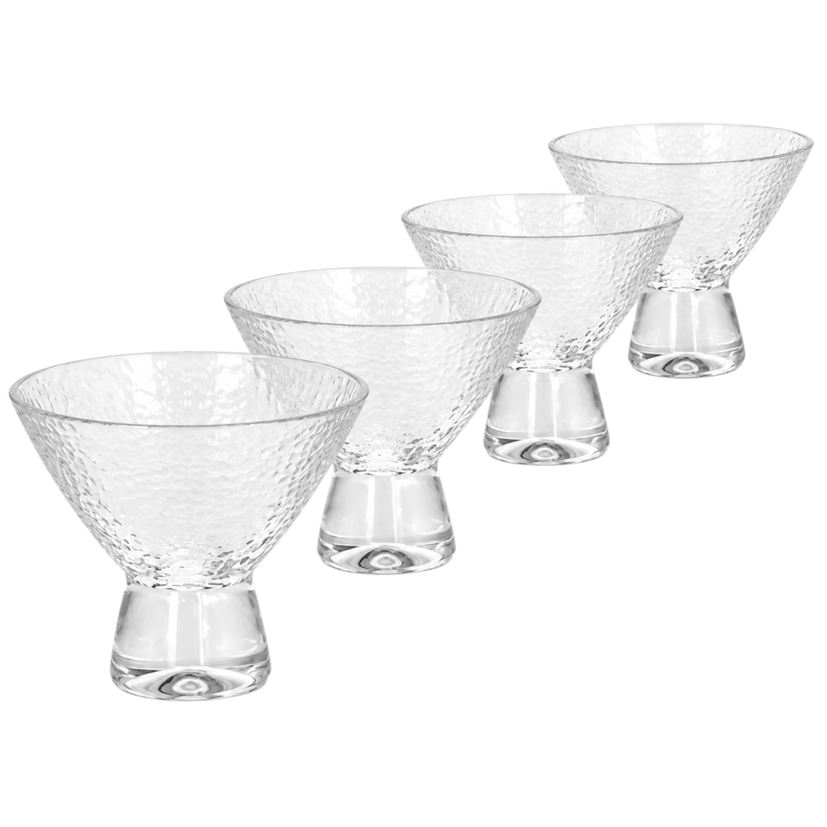 Elegant Glass Footed Dessert Bowls 180ml – Clear Textured Set of 4