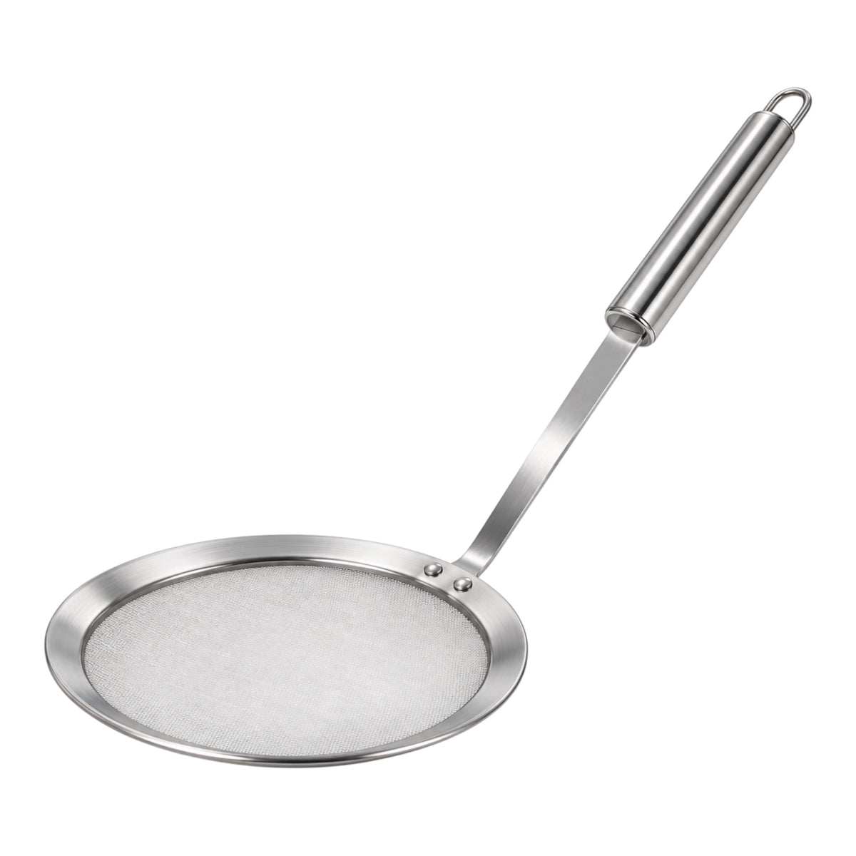 Stainless Steel Fine Mesh Strainer and Skimmer - Long Round Handle Silver