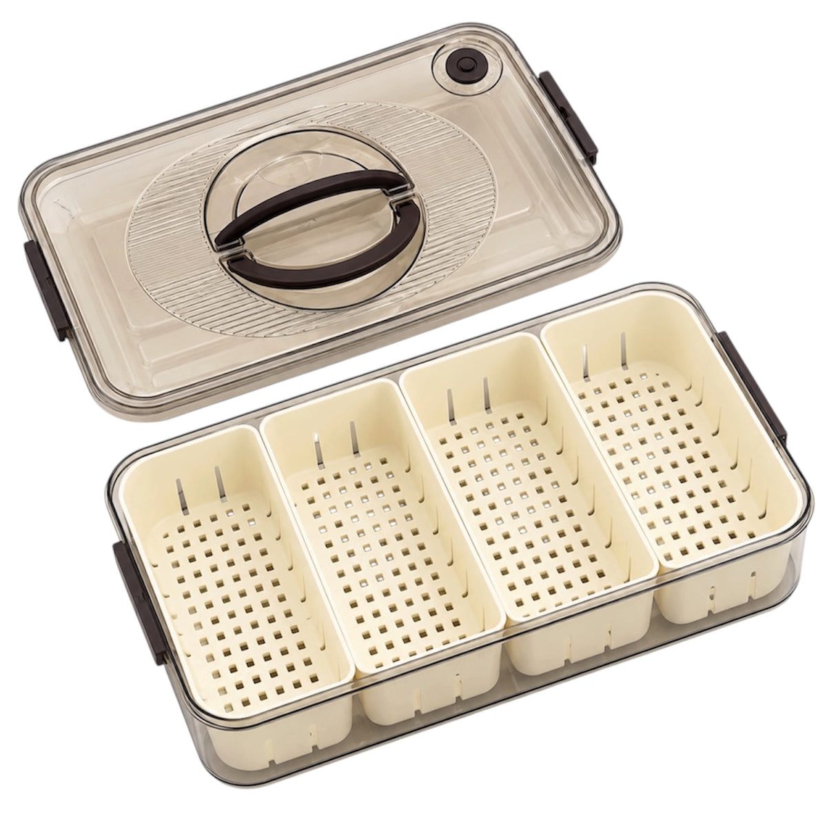 Portable 4-Compartment Snack Platter for Home, Picnics, Parties and Travel