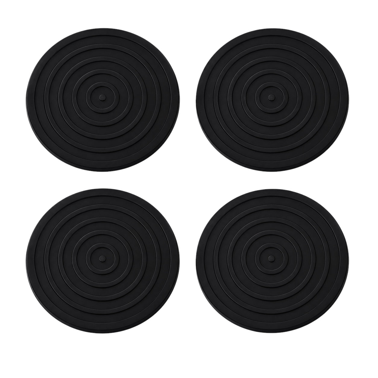 Essential Modern 4 Piece Black Silicone Coaster Set for Cups and Glasses